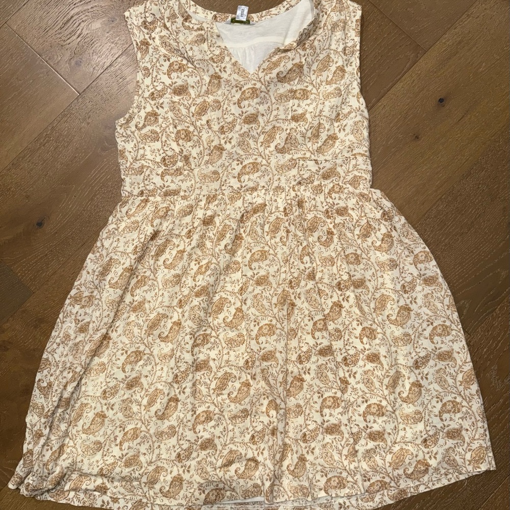 Garnet Hill Cream and Brown Paisley Kids Dress